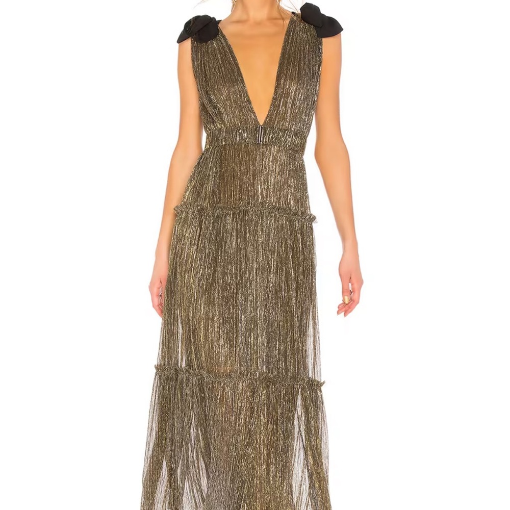 sabina musayev ray dress in gold